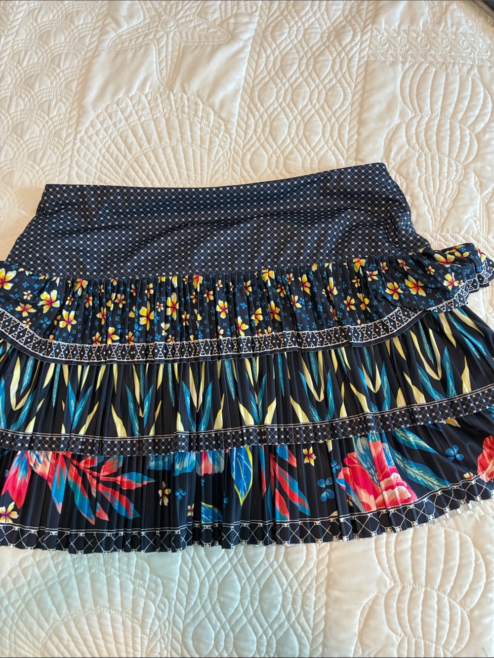 Lucky in Love Floral Tiered Pleated Mini Skort in Navy
